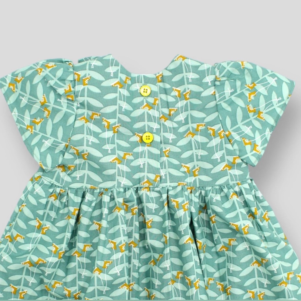 NWOT Little Moony 3-4Y Cotton Dress with Tulip Sleeves and Bow - Picture 2 of 13